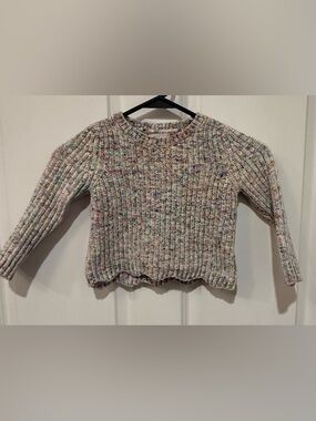 Design History Cream Multicolor Speckled Ribbed Crewneck Sweater